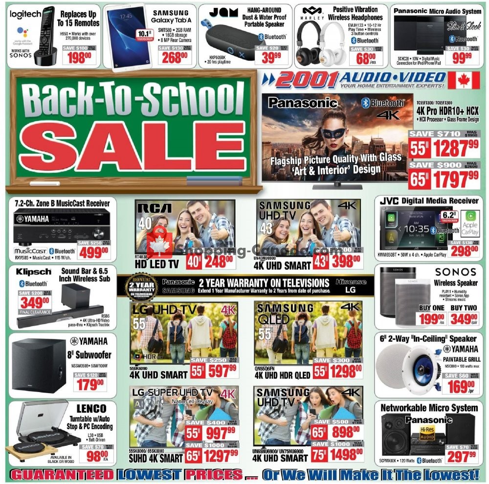 2001 Audio Video flyer from Friday September 6, 2019 to Thursday September 12, 2019 - page 1