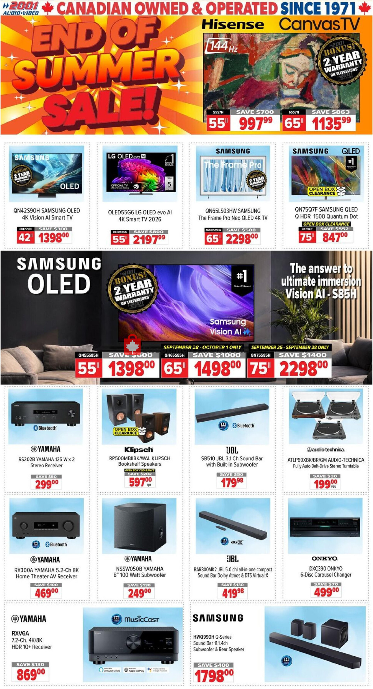 2001 Audio Video flyer from Friday September 25, 2026 to Thursday October 1, 2026 - page 1