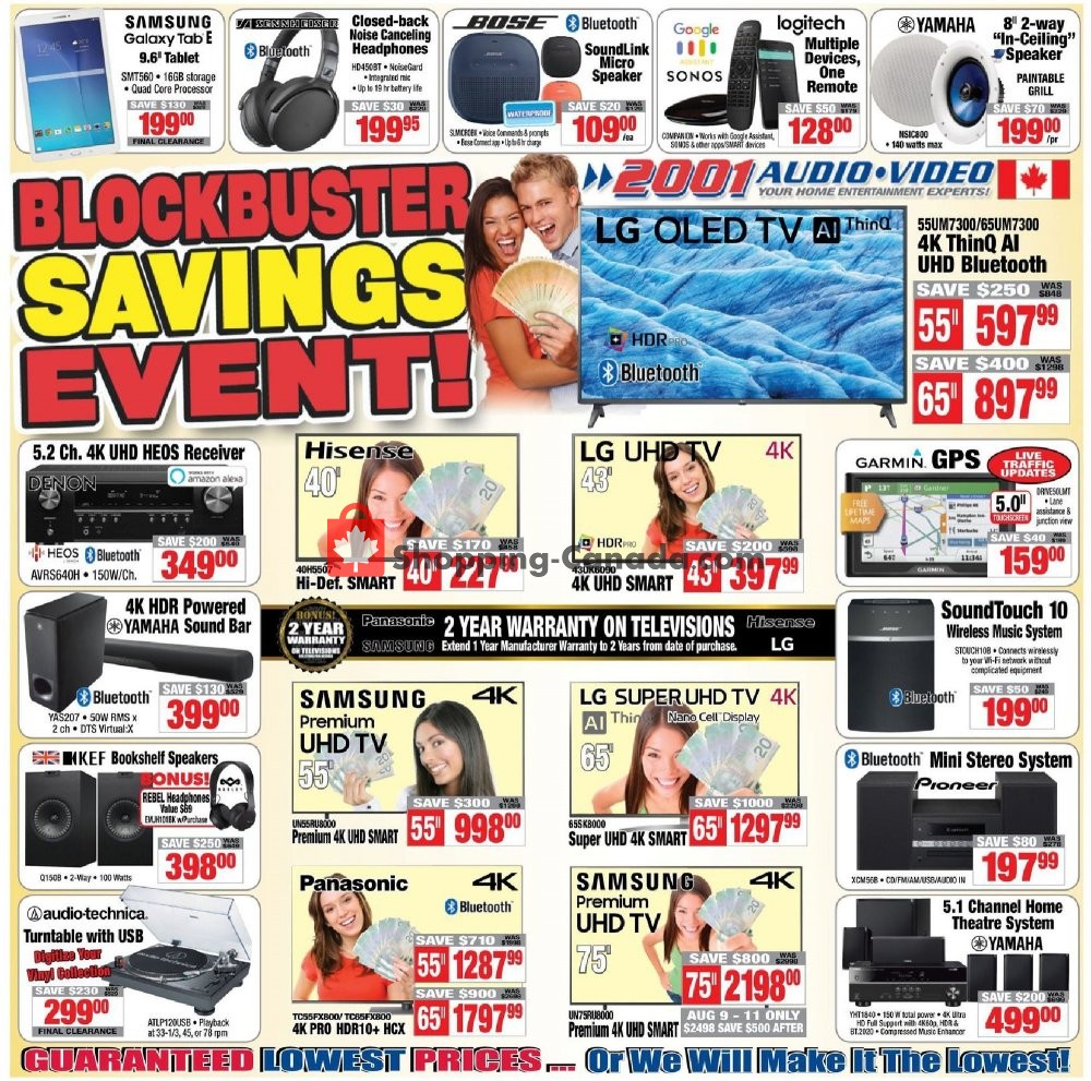 2001 Audio Video flyer from Friday August 9, 2019 to Thursday August 15, 2019 - page 1