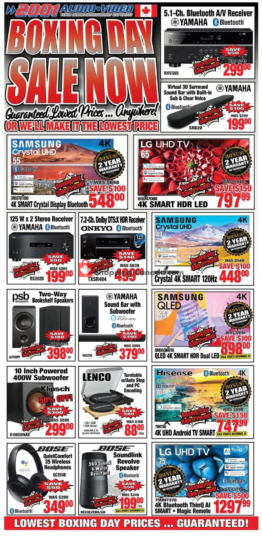 2001 Audio Video flyer from Friday December 18, 2020 to Thursday December 24, 2020 - page 1