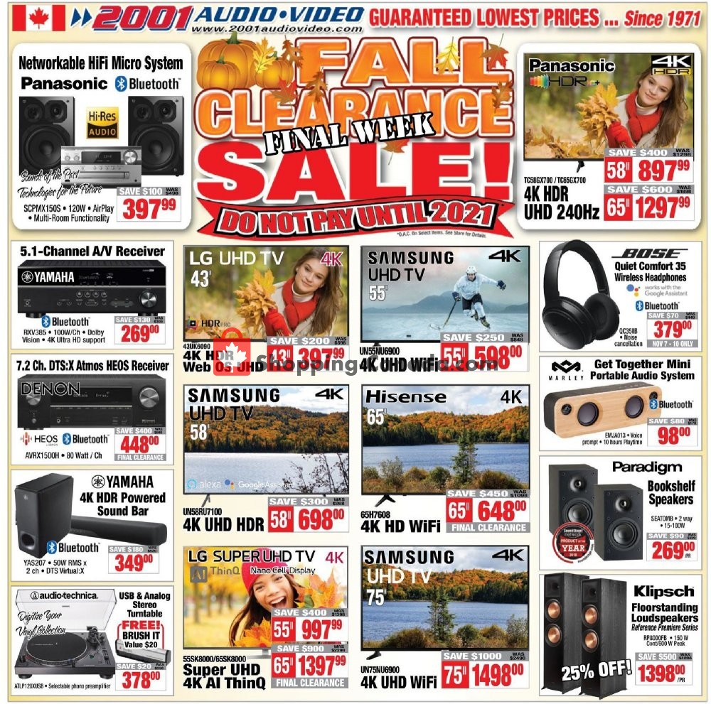 2001 Audio Video flyer from Friday November 8, 2019 to Thursday November 14, 2019 - page 1