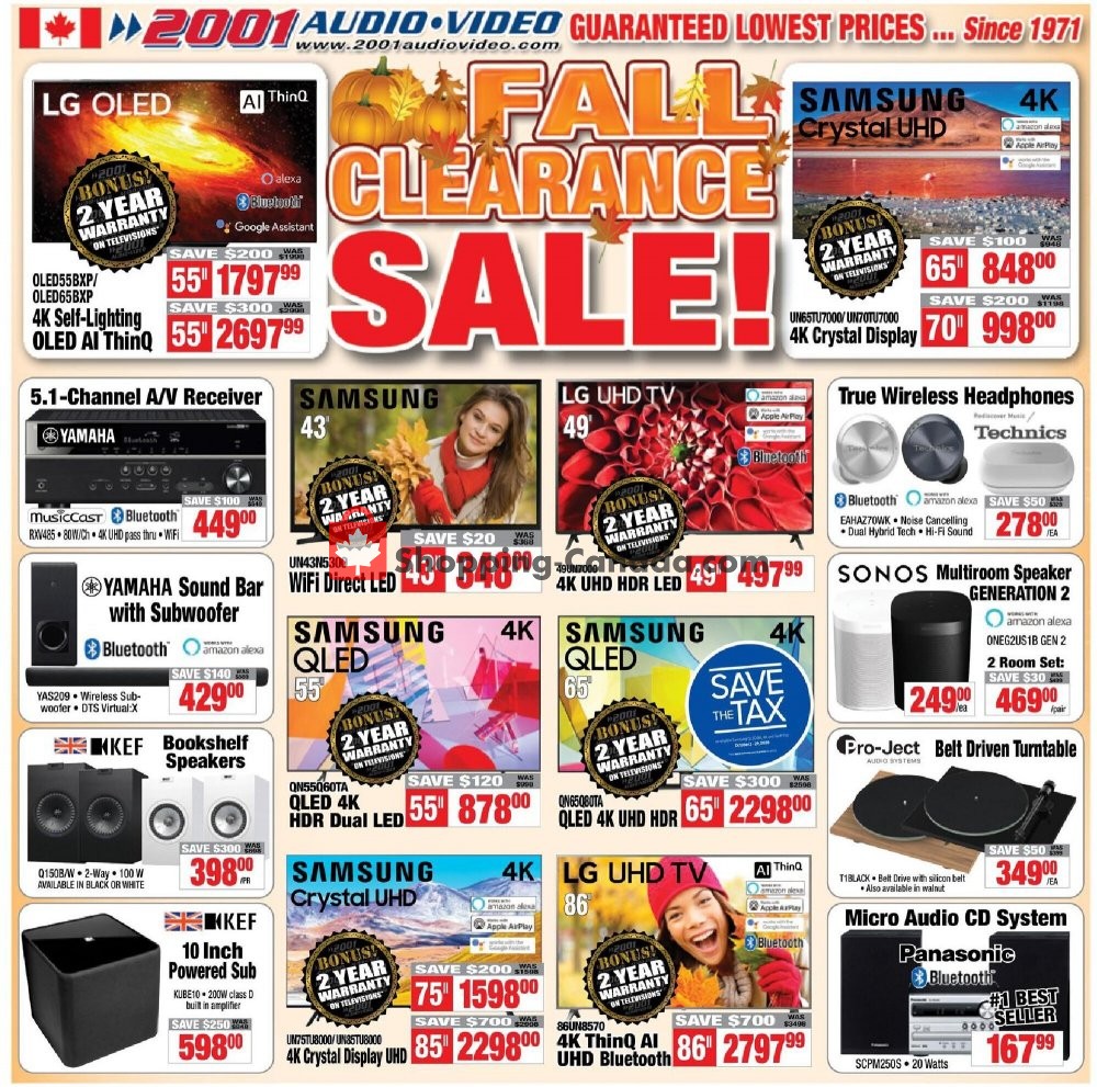 2001 Audio Video flyer from Friday October 16, 2020 to Thursday October 22, 2020 - page 1