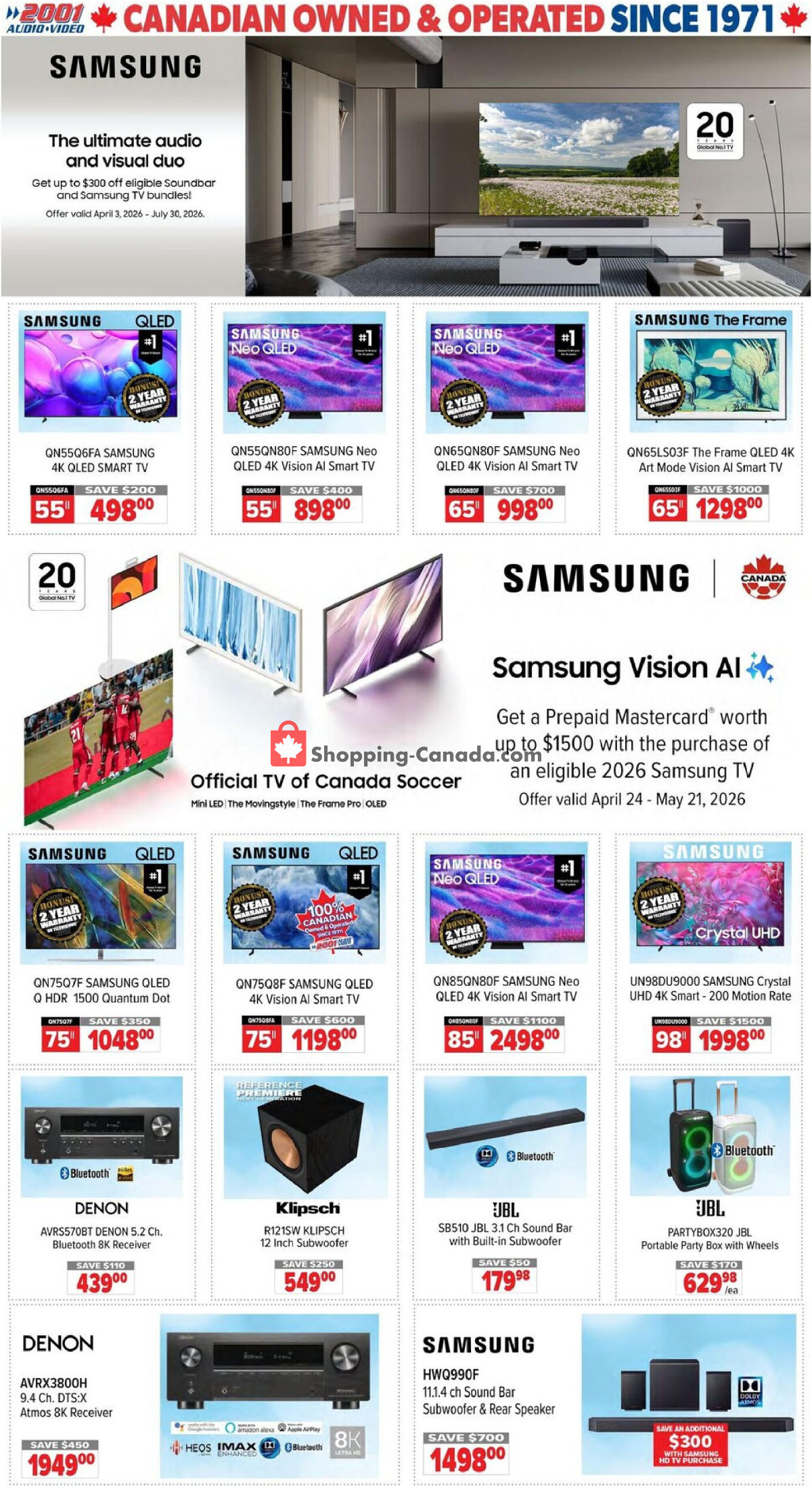 2001 Audio Video flyer from Friday April 24, 2026 to Thursday April 30, 2026 - page 1