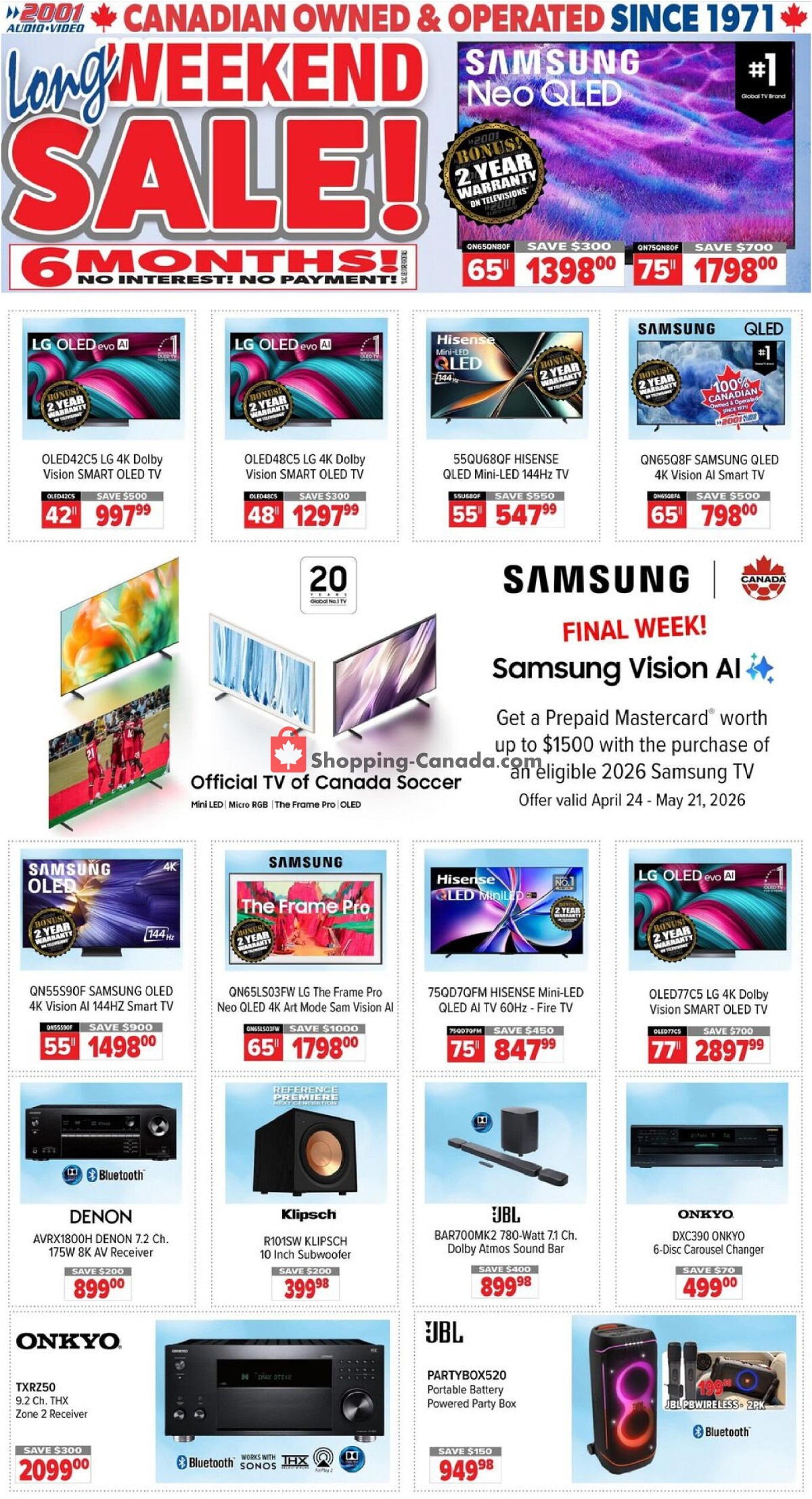 2001 Audio Video flyer from Friday May 15, 2026 to Thursday May 21, 2026 - page 1