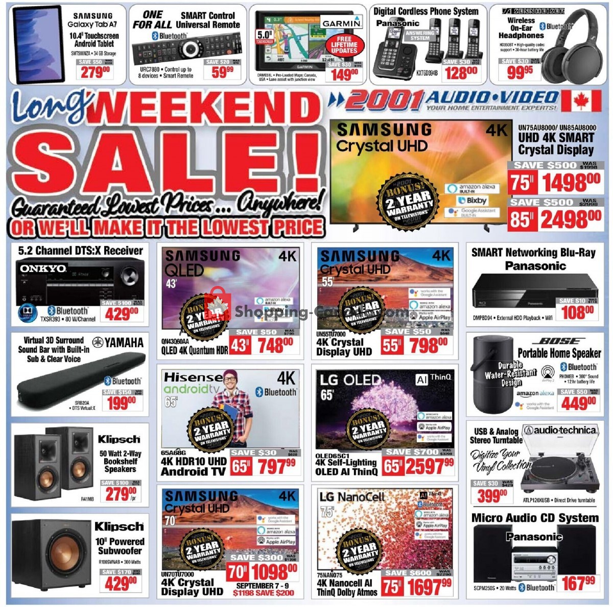2001 Audio Video flyer from Friday September 3, 2021 to Thursday September 9, 2021 - page 1
