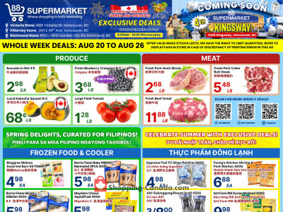 88 Supermarket Thursday Flyer - Filipino & Vietnamese Selections: August 20 - August 26 Flyer