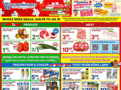 88 Supermarket Flyer Thumbnail, valid: Thursday June 25, 2026 - Wednesday July 1, 2026