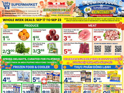 88 Supermarket Thursday Flyer - Filipino & Vietnamese Selections: September 17 - September 23 Flyer