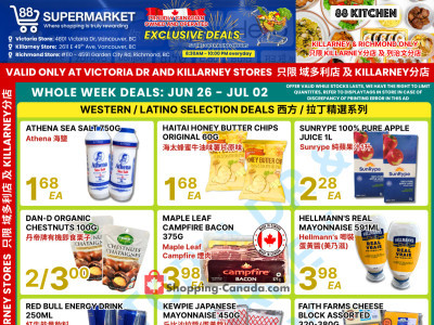88 Supermarket Western / Latino Exclusive Deals (Victoria Dr & Killarney only): June 26 - July 02 Flyer