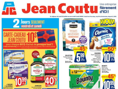 Jean Coutu Pharmacy Flyer Thumbnail, valid: Thursday July 30, 2026 - Wednesday August 5, 2026