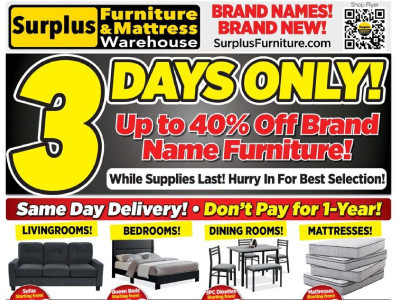 Surplus Furniture And Mattress Store Flyer Thumbnail