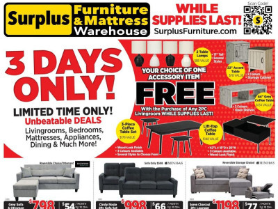 Surplus Furniture And Mattress Store flyer Flyer
