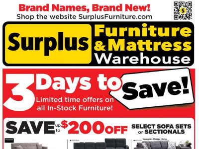 Surplus Furniture And Mattress Store flyer Flyer