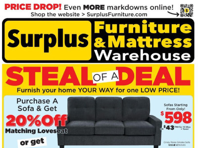 Surplus Furniture And Mattress Store Flyer Thumbnail