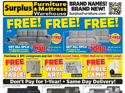Surplus Furniture And Mattress Store Flyer Thumbnail