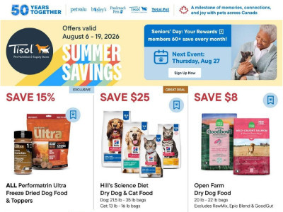 Tisol Pet Nutrition And Supply Stores flyers Flyer