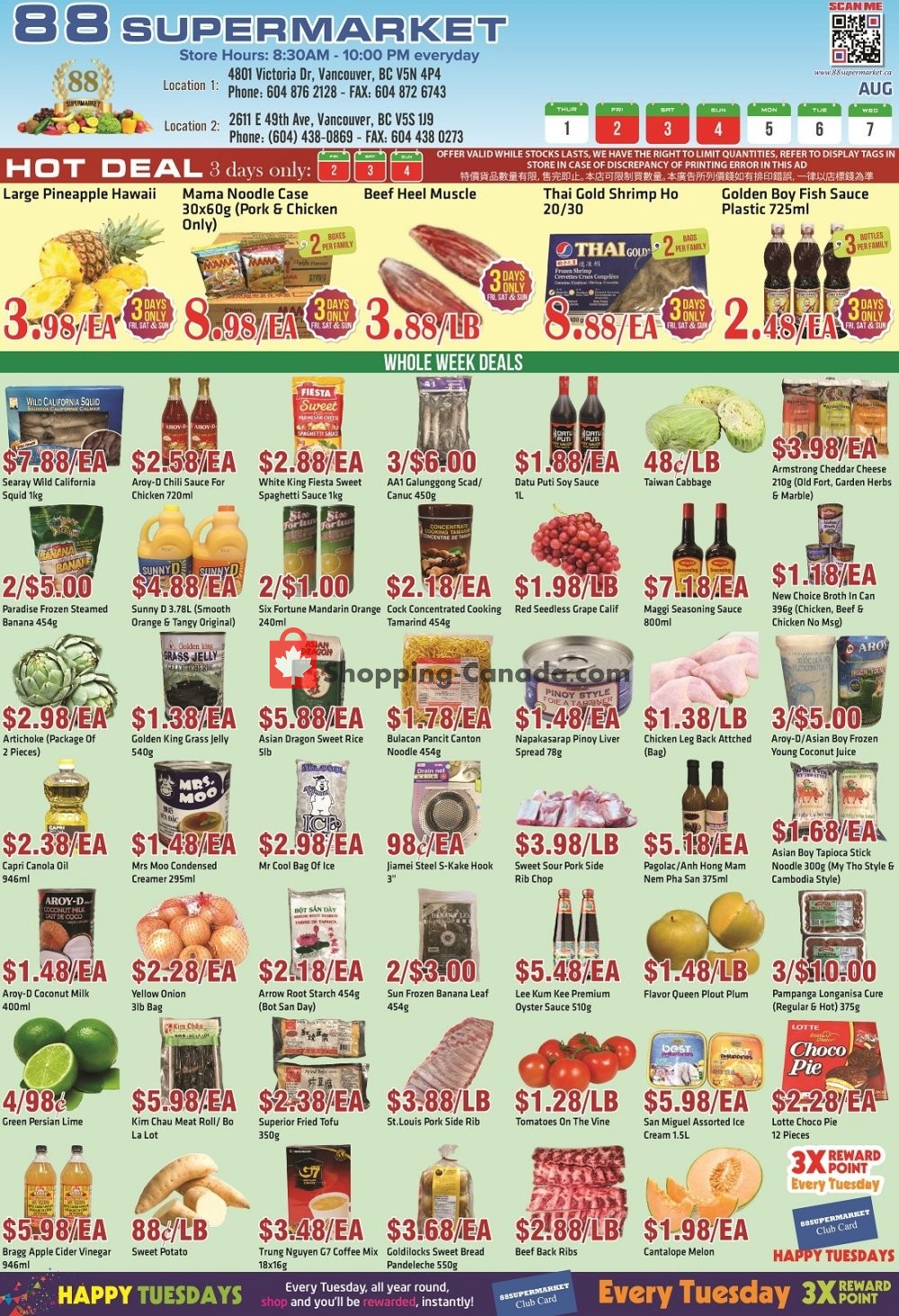 88 Supermarket flyer from Thursday August 1, 2019 to Wednesday August 7, 2019 - page 1