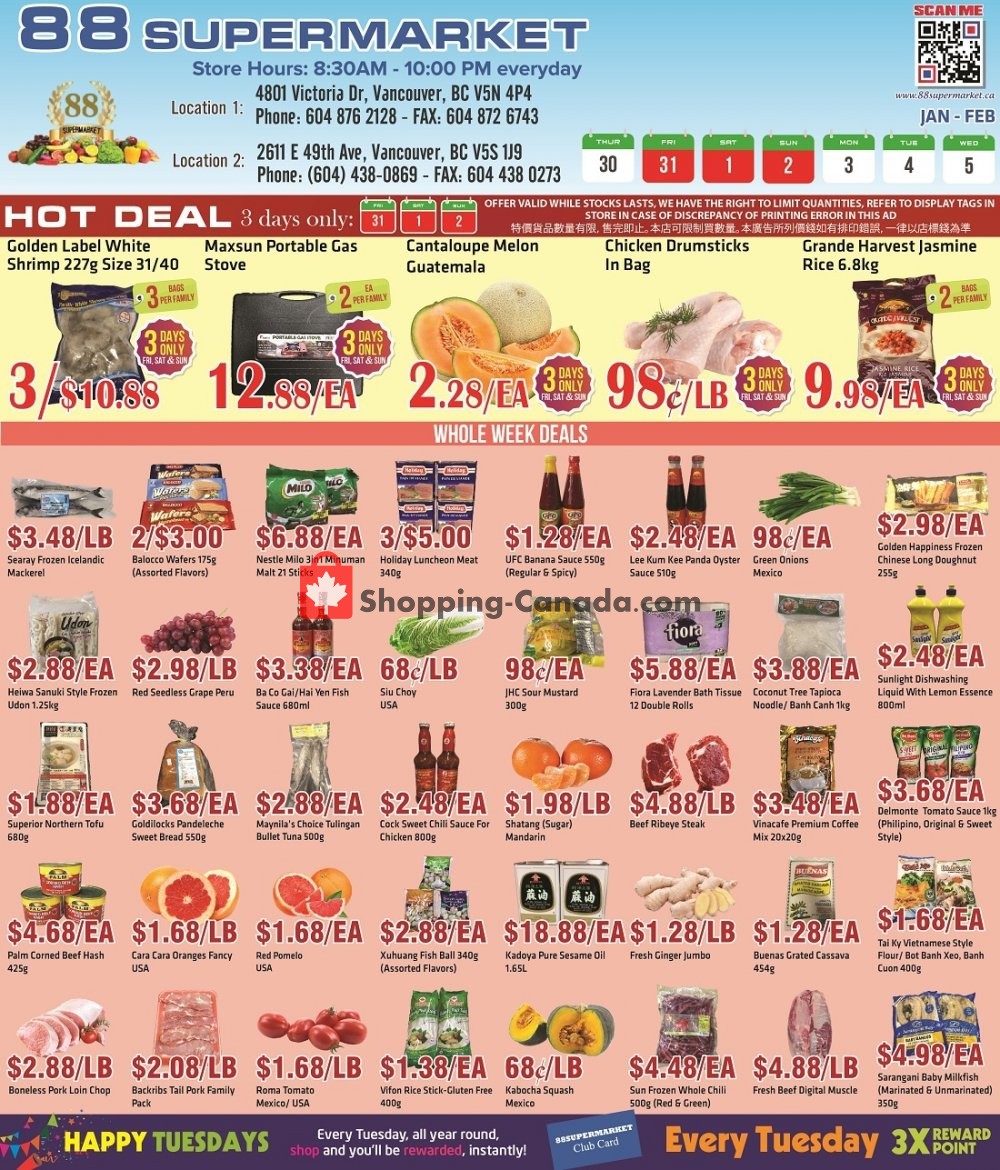 88 Supermarket flyer from Thursday January 30, 2020 to Wednesday February 5, 2020 - page 1