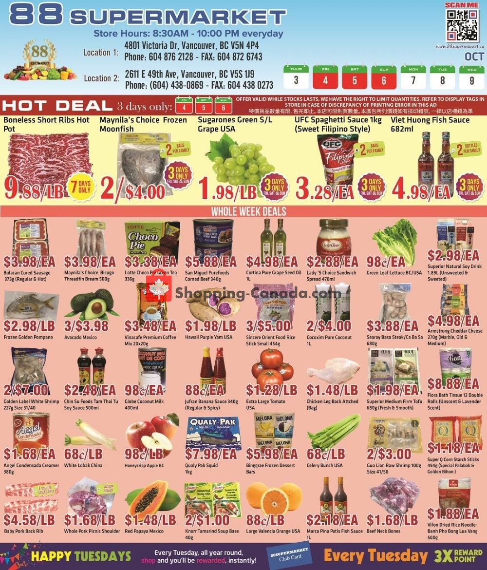 88 Supermarket flyer from Thursday October 3, 2019 to Wednesday October 9, 2019 - page 1