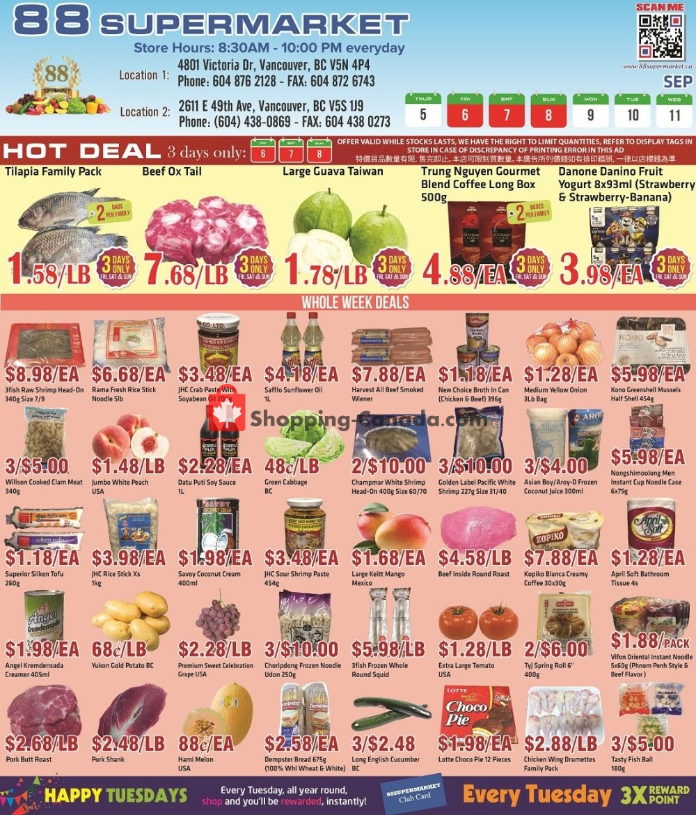 88 Supermarket flyer from Thursday September 5, 2019 to Wednesday September 11, 2019 - page 1