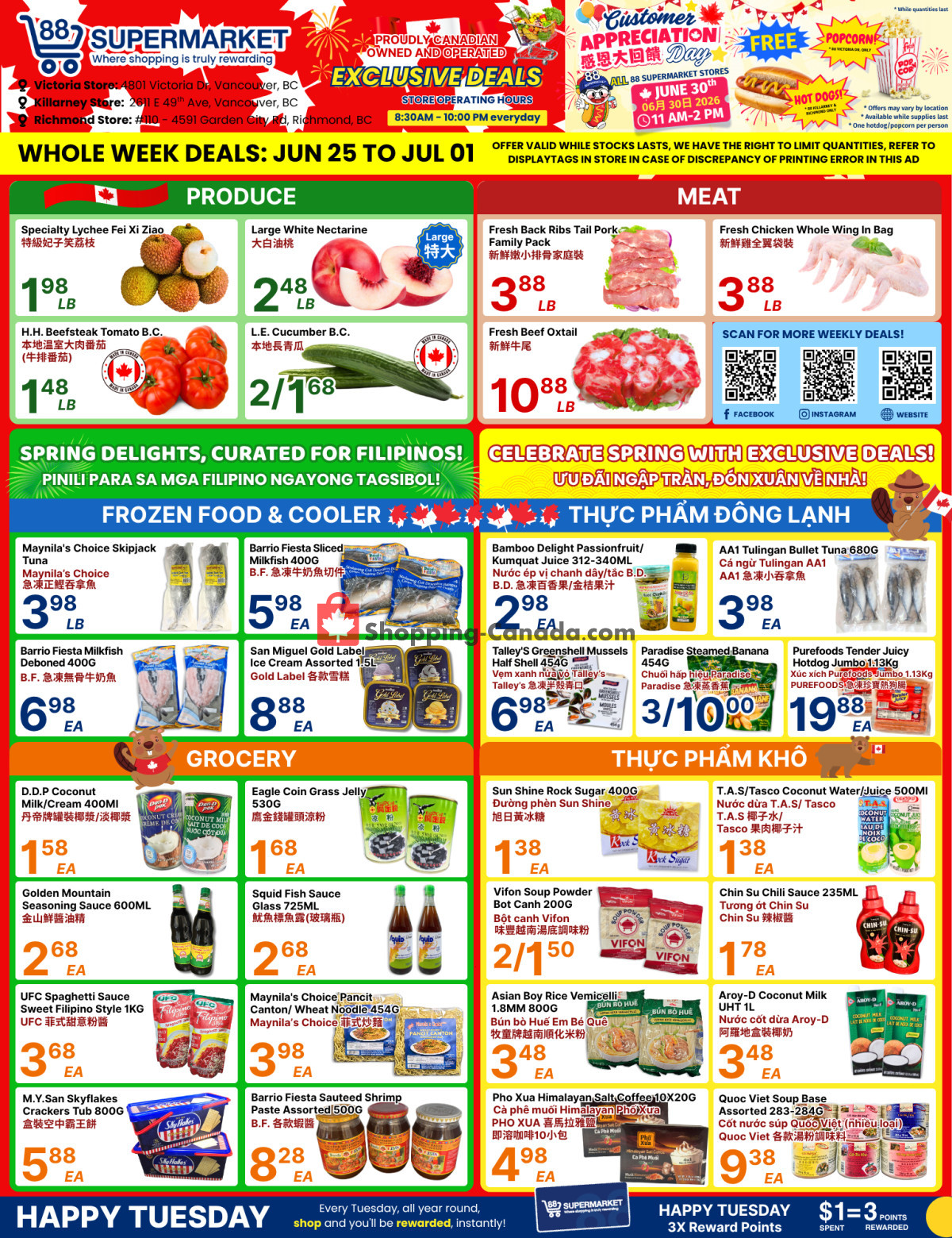 88 Supermarket flyer from Thursday June 25, 2026 to Wednesday July 1, 2026 - page 1