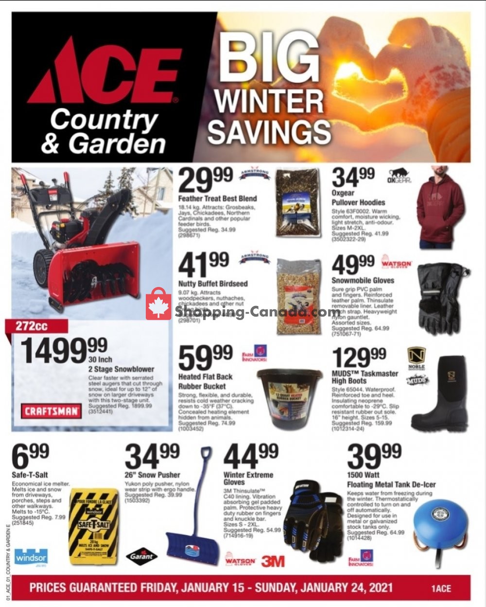 Ace Hardware Canada, flyer (Big Winter Savings) January 15 January