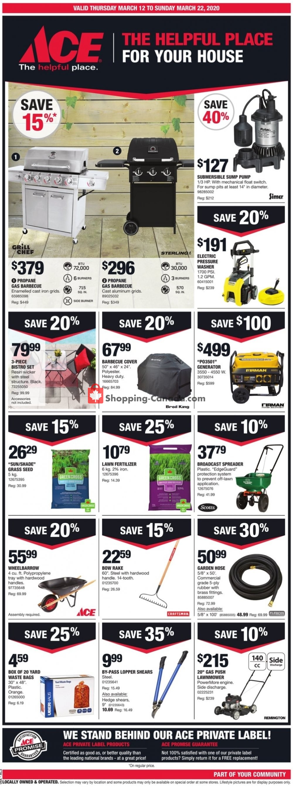 Ace Hardware Canada, flyer (The Helpful Place For Your House) March