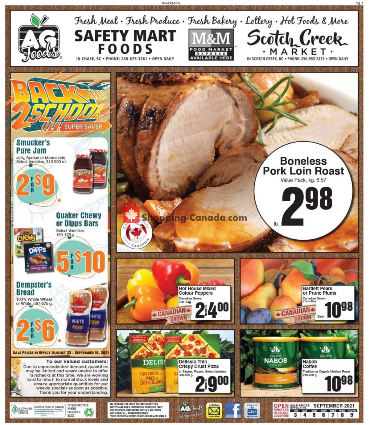 AG Foods flyer from Friday September 3, 2021 to Thursday September 9, 2021 - page 1