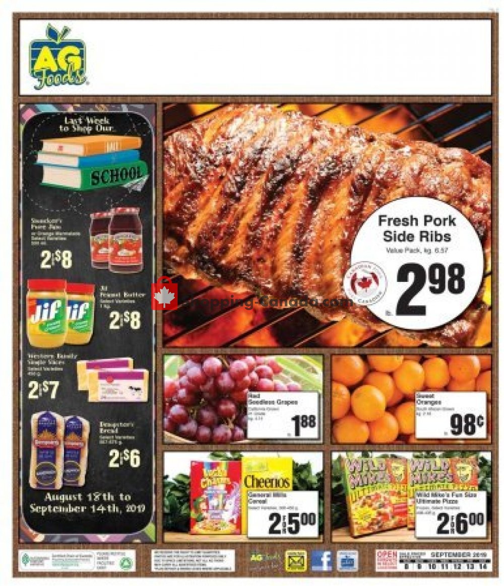 AG Foods flyer from Sunday September 8, 2019 to Saturday September 14, 2019 - page 1