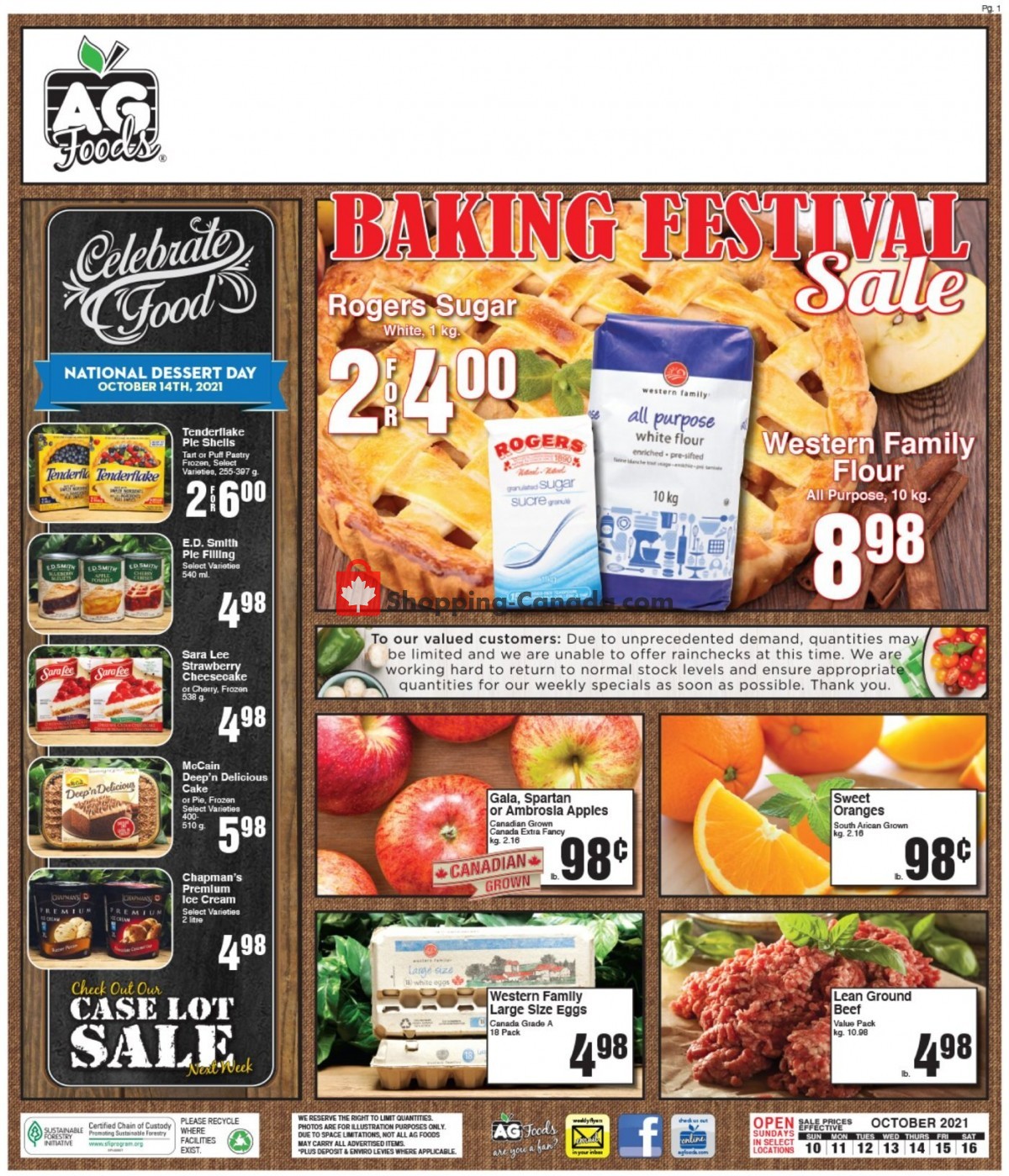 AG Foods flyer from Sunday October 10, 2021 to Saturday October 16, 2021 - page 1