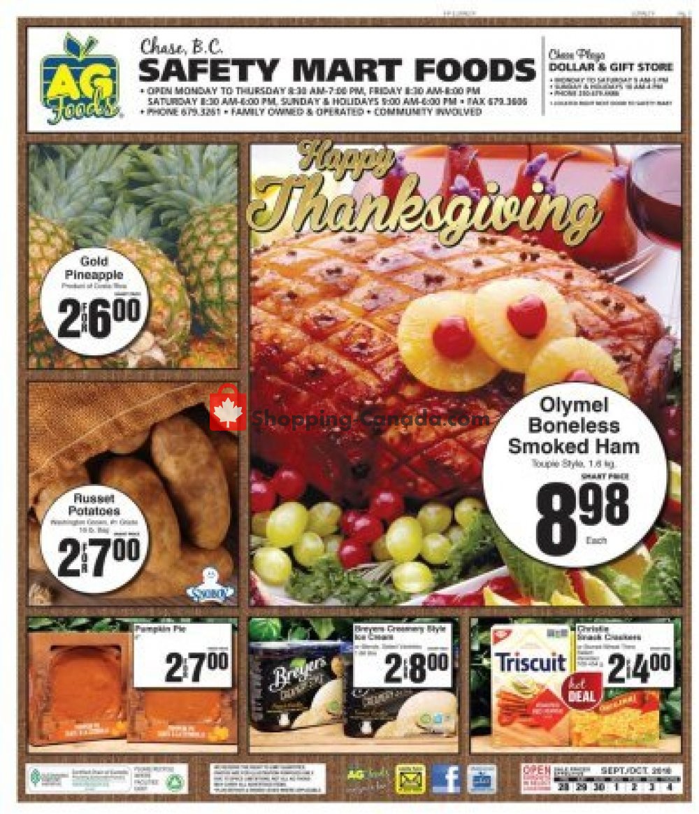 AG Foods flyer from Sunday October 28, 2018 to Thursday October 4, 2018 - page 1