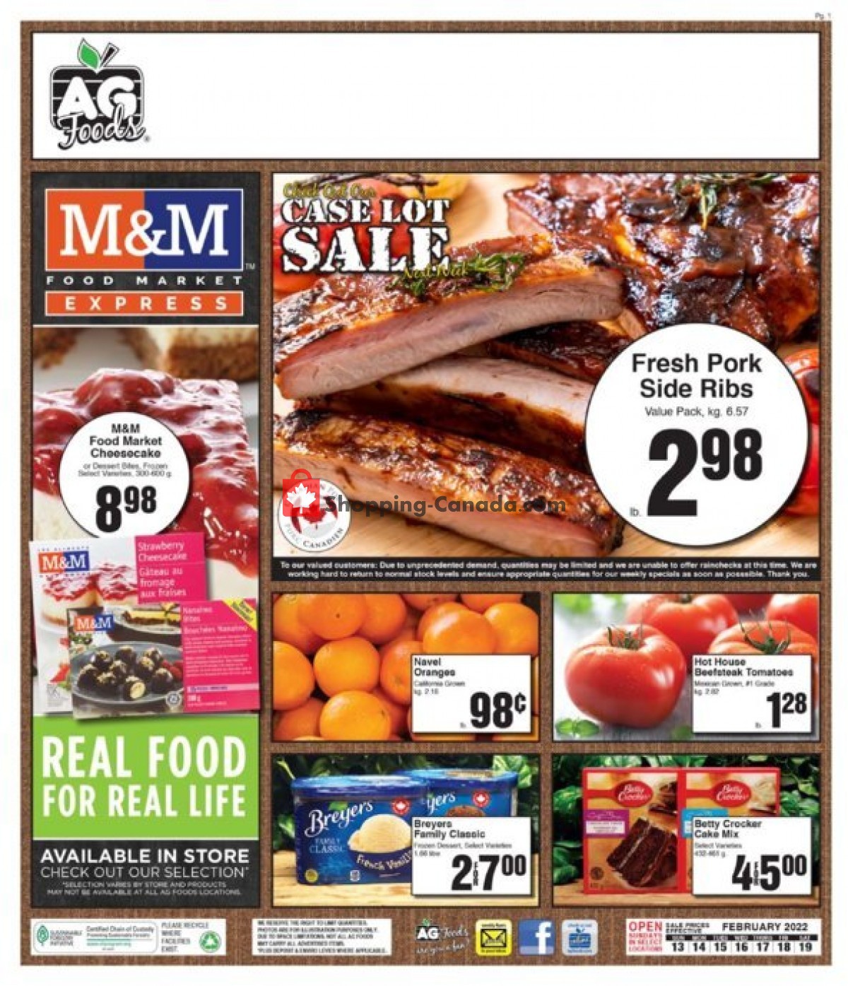 AG Foods Canada, flyer (Case Lot Sale Barriere BC) February 13