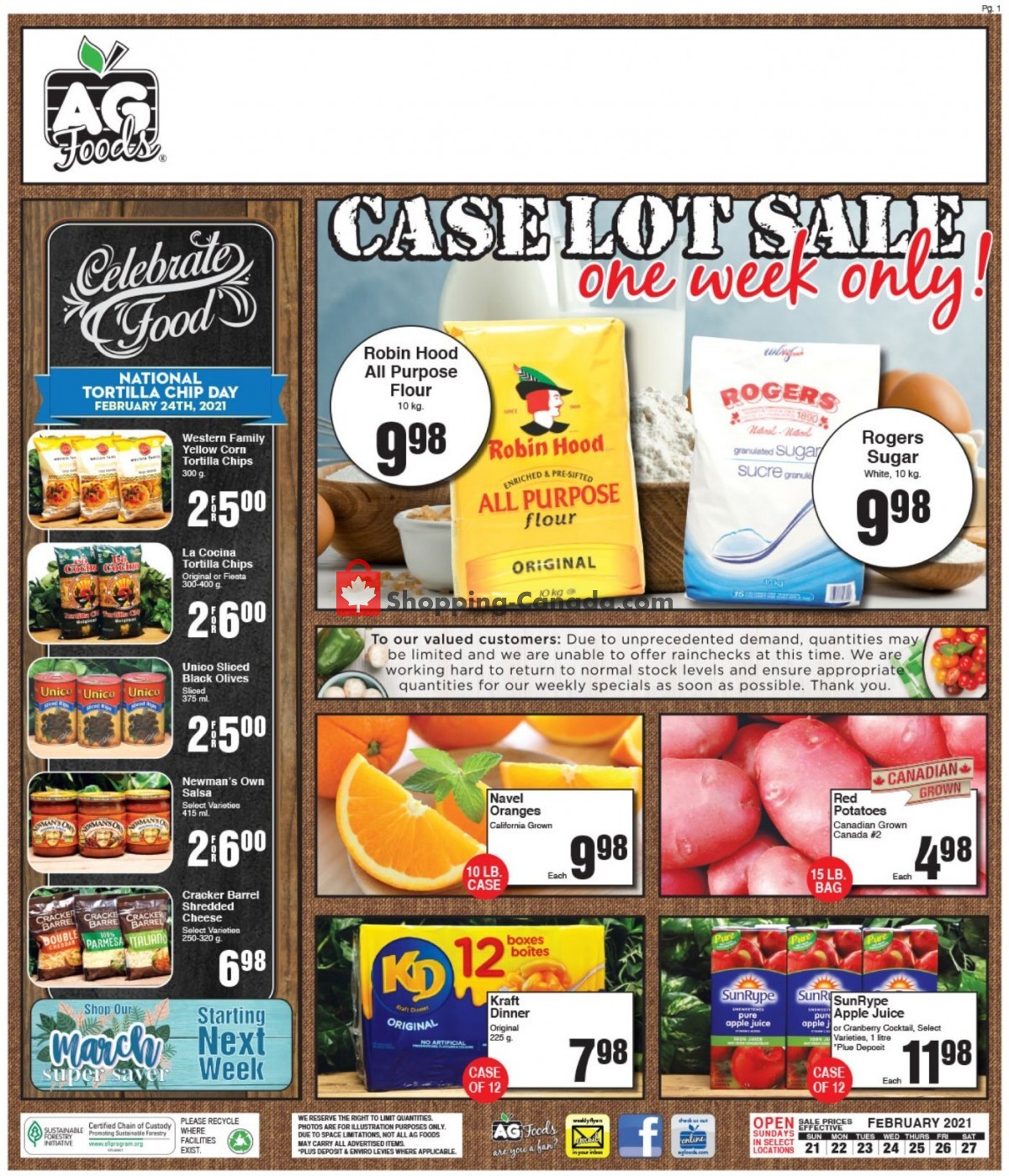 AG Foods flyer from Sunday February 21, 2021 to Saturday February 27, 2021 - page 1