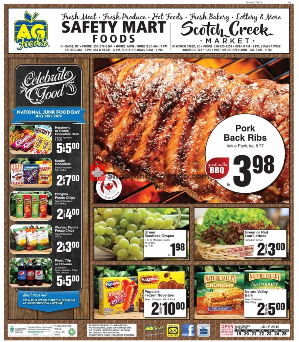 AG Foods flyer from Friday July 19, 2019 to Thursday July 25, 2019 - page 1