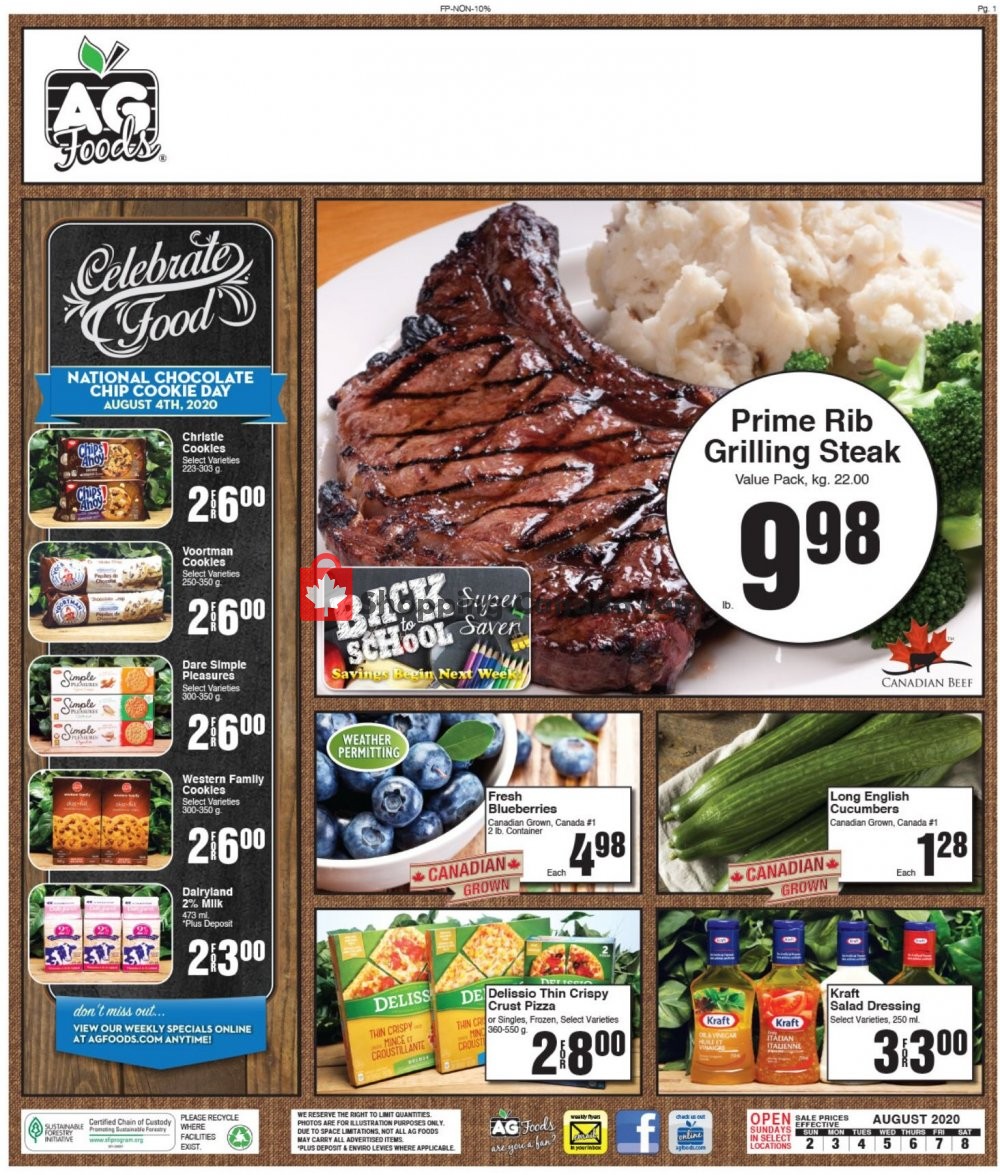 AG Foods flyer from Sunday August 2, 2020 to Saturday August 8, 2020 - page 1