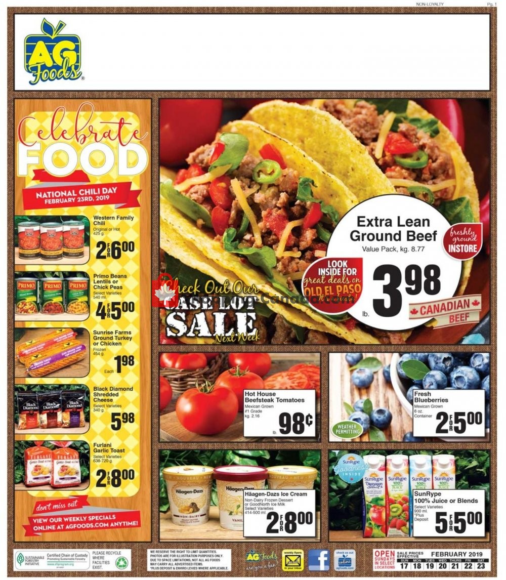 AG Foods flyer from Sunday February 17, 2019 to Saturday February 23, 2019 - page 1