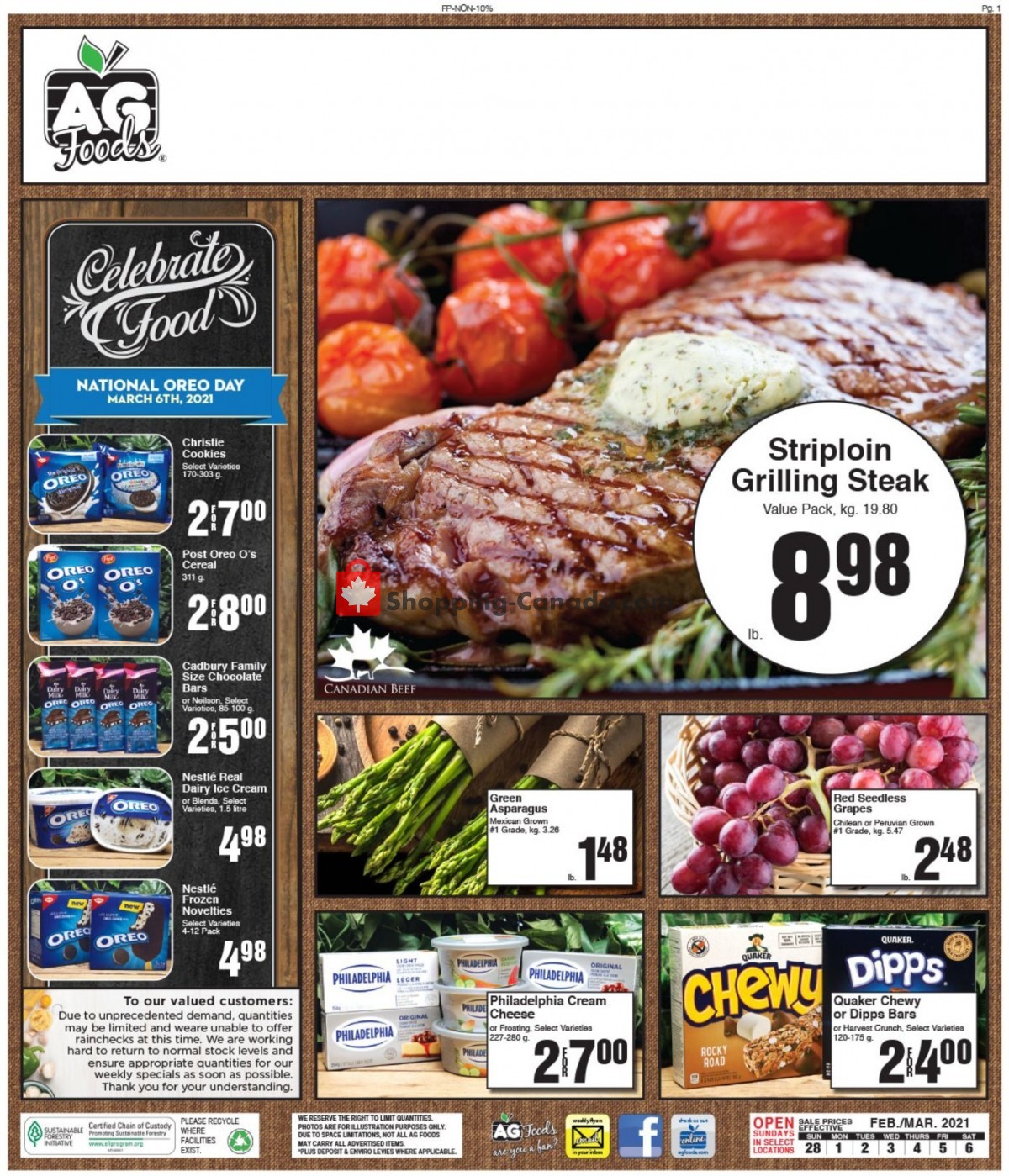 AG Foods flyer from Sunday February 28, 2021 to Saturday March 6, 2021 - page 1