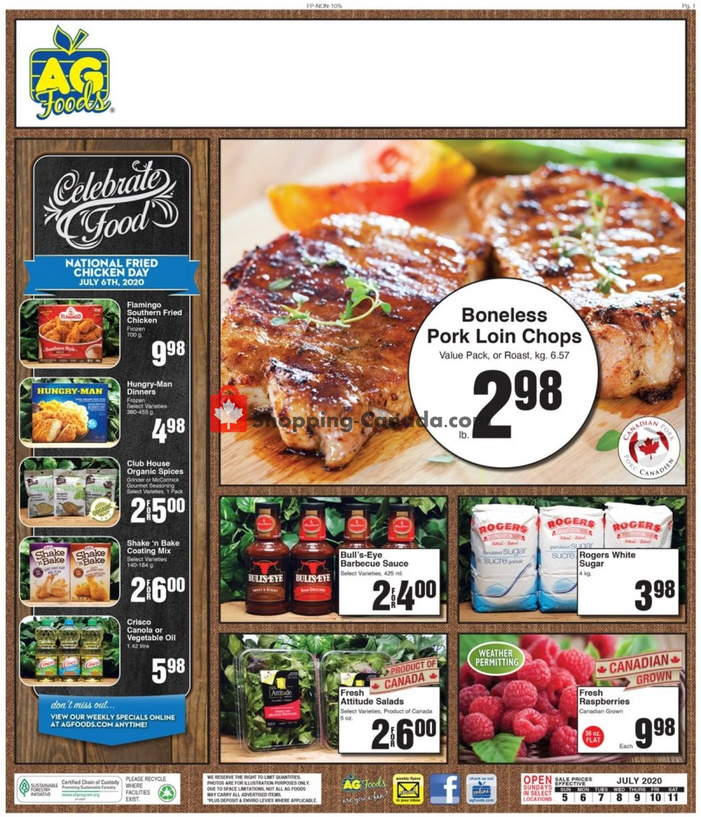 AG Foods flyer from Sunday July 5, 2020 to Saturday July 11, 2020 - page 1