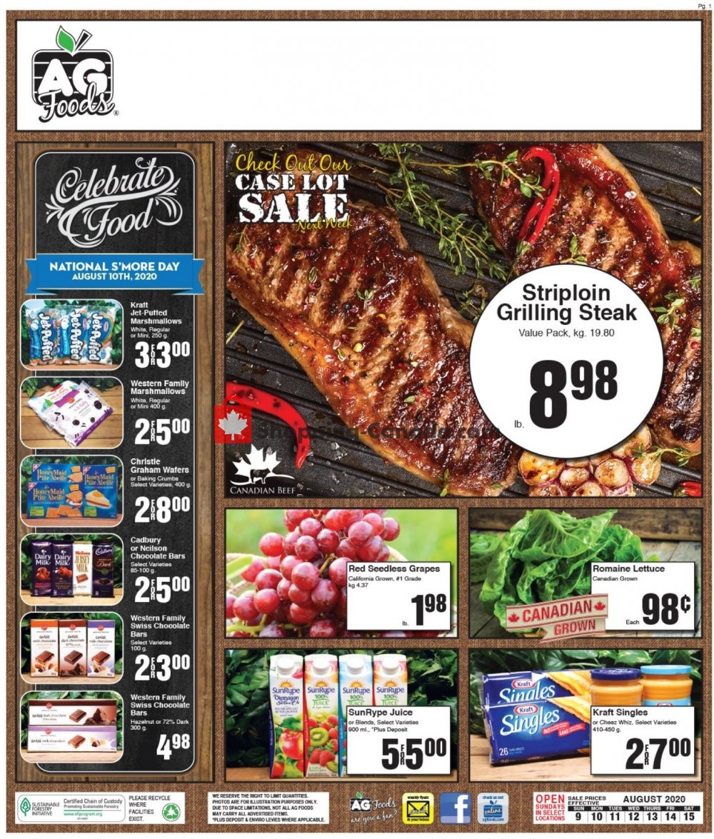 AG Foods flyer from Sunday August 9, 2020 to Saturday August 15, 2020 - page 1