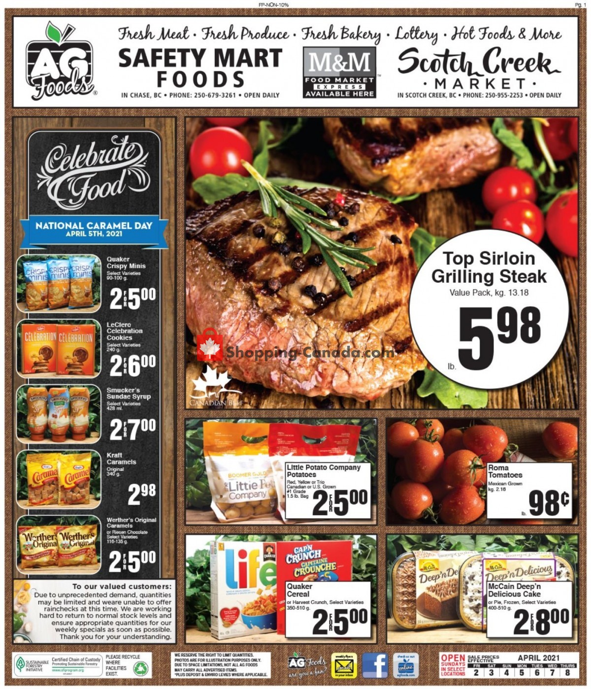 AG Foods flyer from Friday April 2, 2021 to Thursday April 8, 2021 - page 1