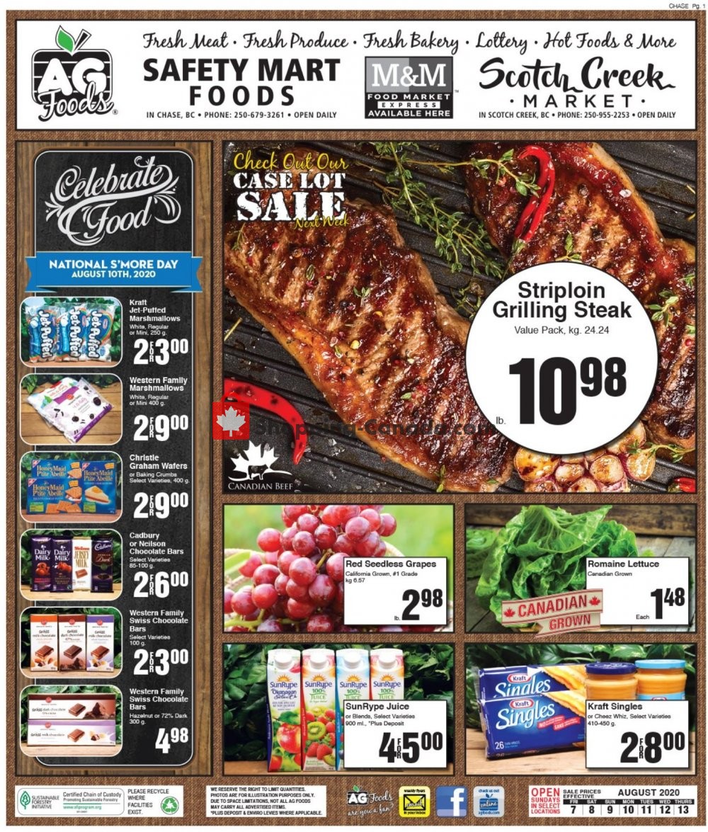 AG Foods flyer from Friday August 7, 2020 to Thursday August 13, 2020 - page 1
