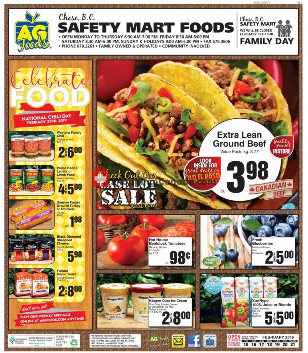 AG Foods flyer from Friday February 15, 2019 to Thursday February 21, 2019 - page 1
