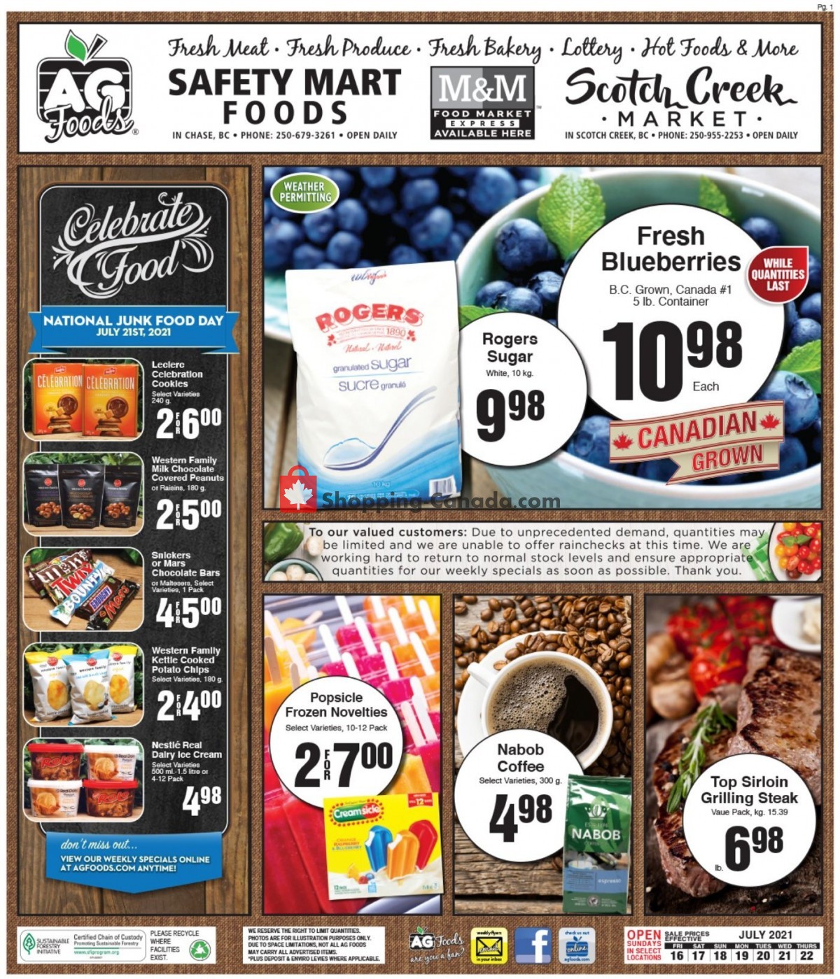 AG Foods flyer from Friday July 16, 2021 to Thursday July 22, 2021 - page 1