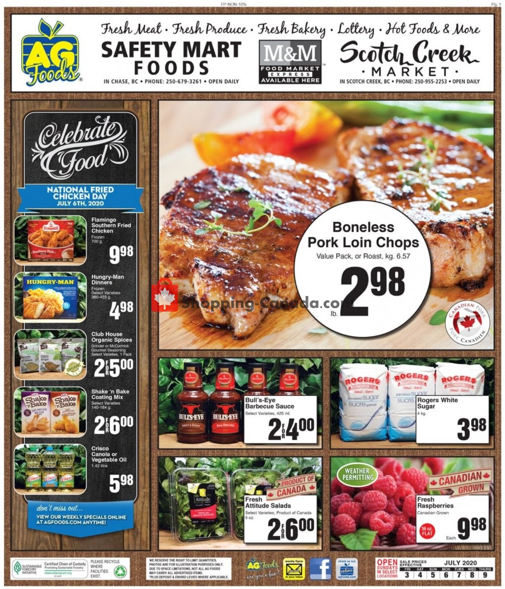 AG Foods flyer from Friday July 3, 2020 to Thursday July 9, 2020 - page 1
