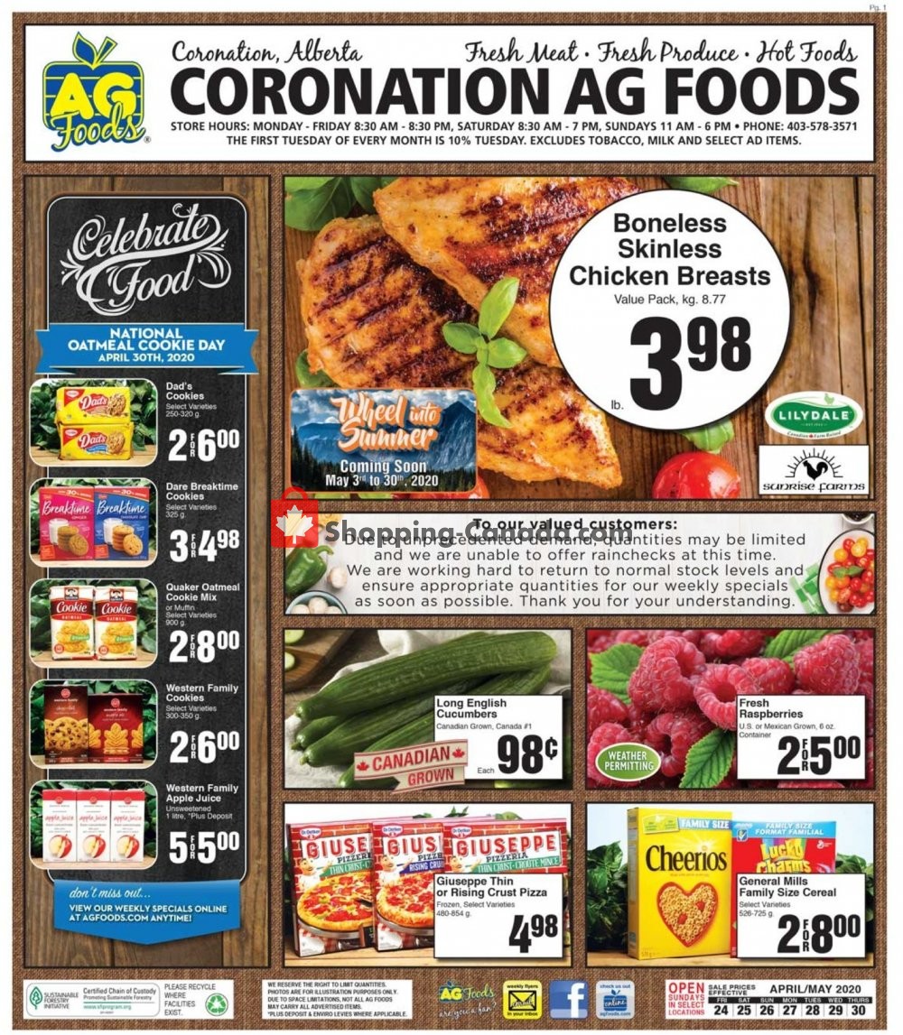 AG Foods flyer from Friday April 24, 2020 to Thursday April 30, 2020 - page 1