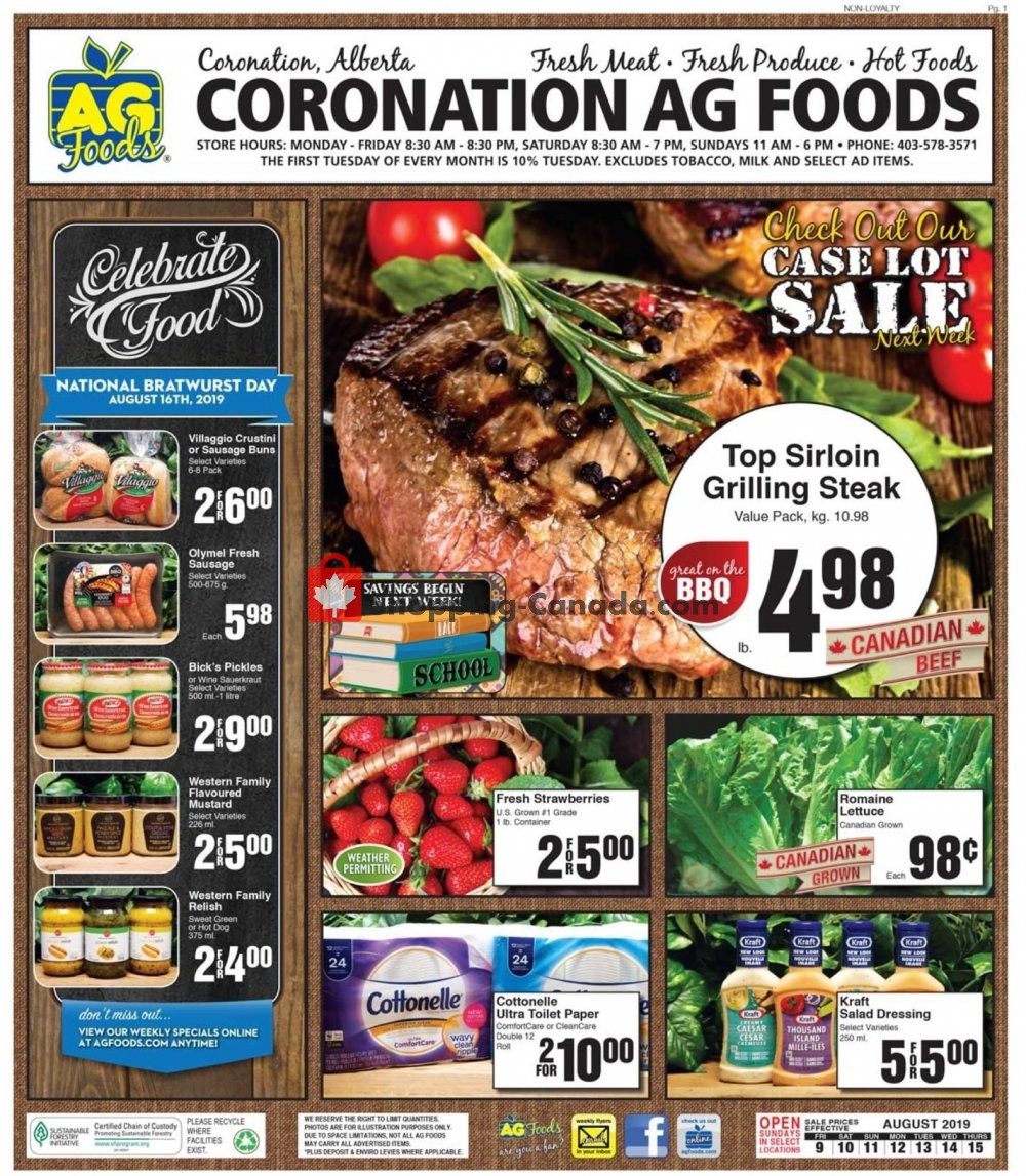 AG Foods flyer from Friday August 9, 2019 to Thursday August 15, 2019 - page 1