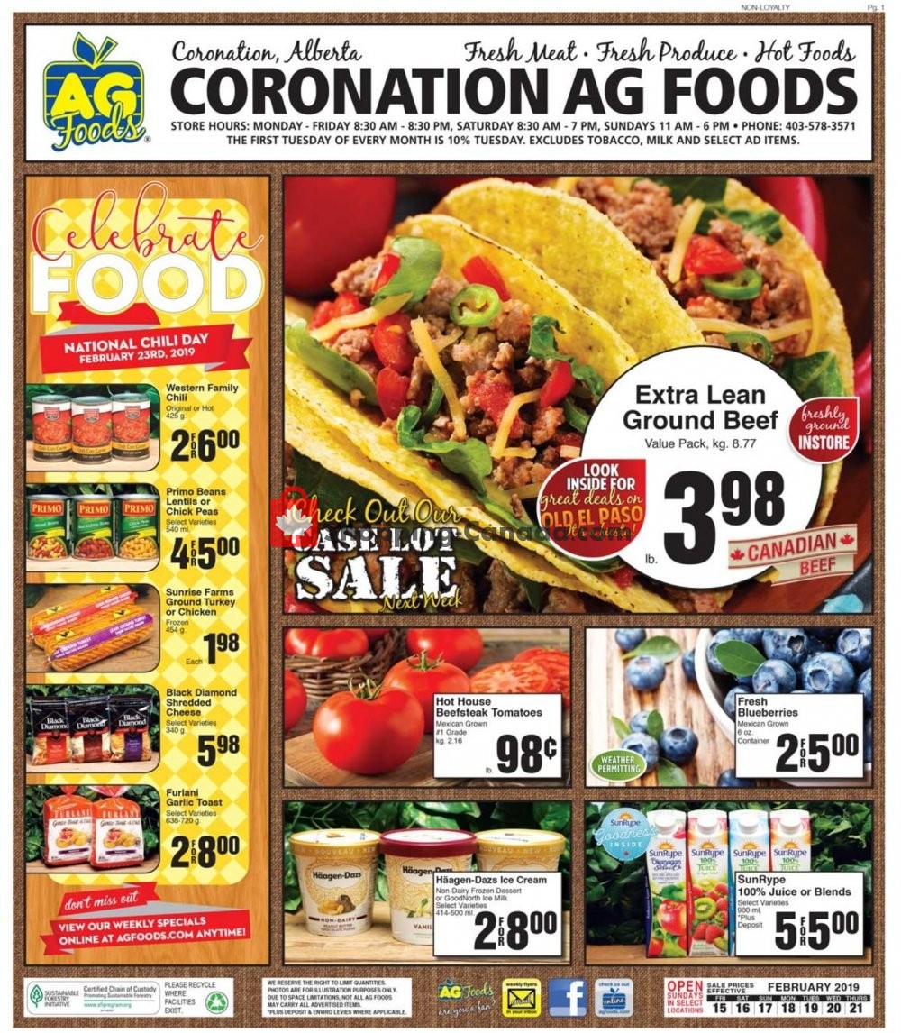 AG Foods flyer from Friday February 15, 2019 to Thursday February 21, 2019 - page 1