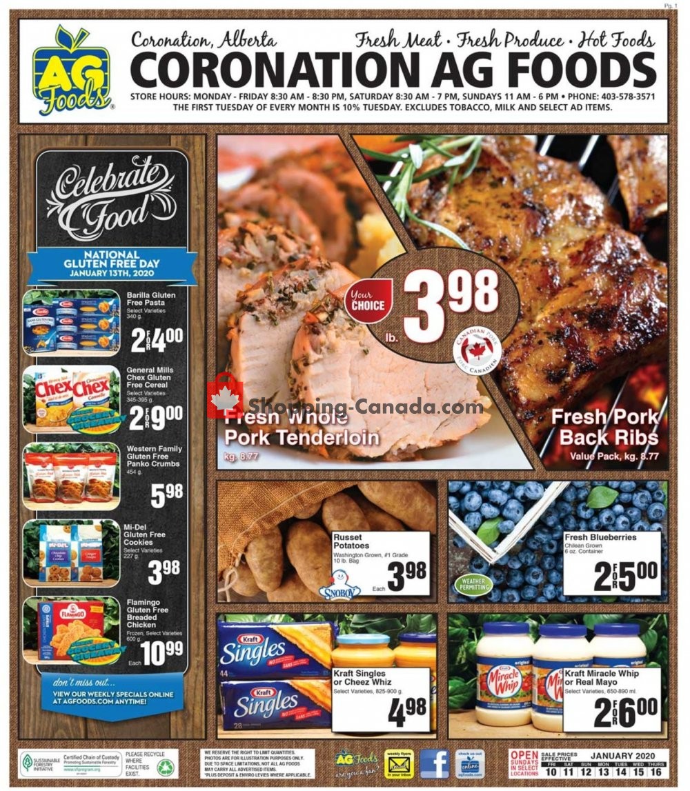 AG Foods flyer from Friday January 10, 2020 to Thursday January 16, 2020 - page 1
