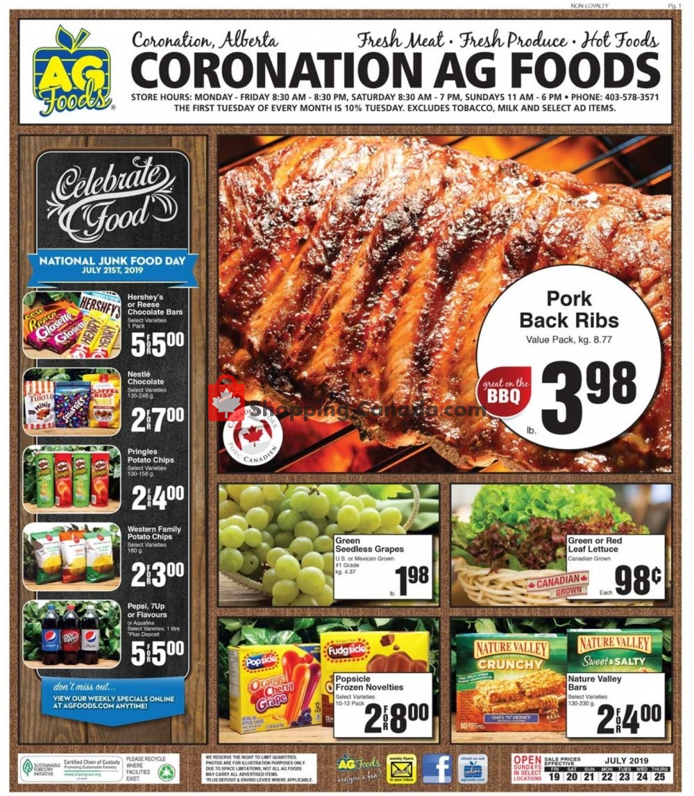AG Foods flyer from Friday July 19, 2019 to Thursday July 25, 2019 - page 1