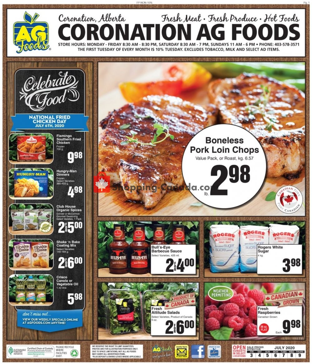 AG Foods flyer from Friday July 3, 2020 to Thursday July 9, 2020 - page 1